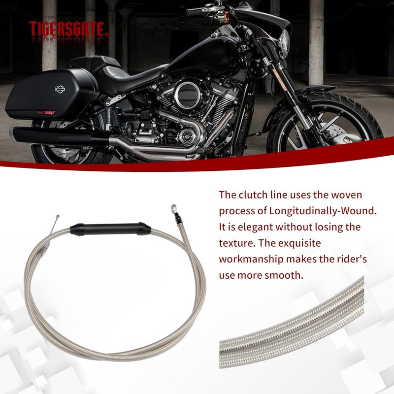 TIGERSGATE 62 15/16" Clutch Cable for 2007-2016 Harley Touring Softail Dyna & 2018-up softail & 2020-up Touring, Stainless Steel - Image 4